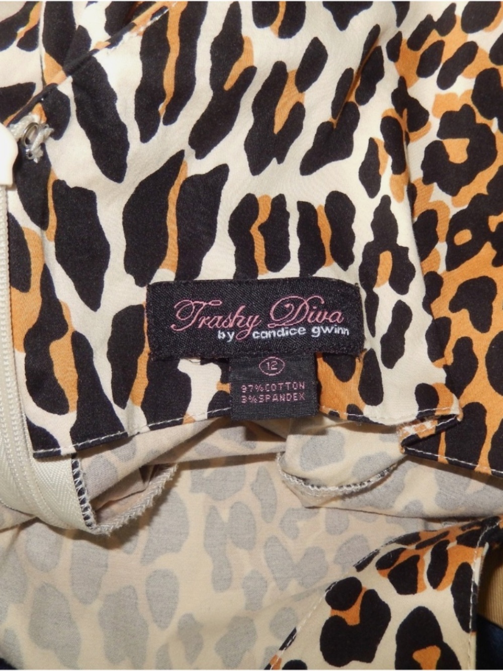 Trashy Diva Leopard Print Ballerina Circle V-Neck Sleeveless Dress 12 - Picture 3 of 6